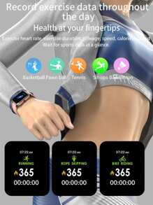 H10銀色男女智慧手錶,全觸控式健身追蹤器,運動監控,數字時鐘 - 銀色 - 查看 6