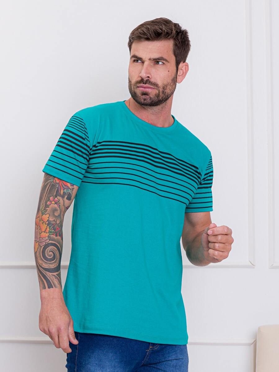 Men T-Shirts - 水鴨藍 - 查看 1