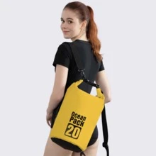 Mochila bolsa seca impermeable contra agua resistente plegable para senderismo, camping buceo 20 litros - Gris - Ver 4