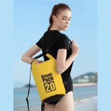 Mochila bolsa seca impermeable contra agua resistente plegable para senderismo, camping buceo 20 litros - Gris - Ver 3