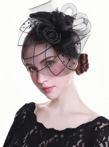 1Pc Fascinators Hats For Women Fancy Tea Party Hats 2024 Elegant 1950s Kentucky Derby Hats Hair Clip For Bride Wedding Party Birdcage Veil Headband 1920s Headpiece For Horse Race Vintage Bridgerton Fedora Beret Hats 50s Outfit Hats Black Veil For Funeral 1940s Dresses Victorian Hat Pillbox Hats Lolita Accessories For Women Girl Birthday Mother's Day Halloween Christmas Gift - Black - View 2