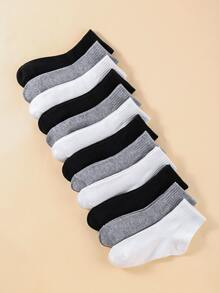 12 pairs of children's elastic sports leisure daily solid colour socks autumn and winter thickness - Multicolor - View 1