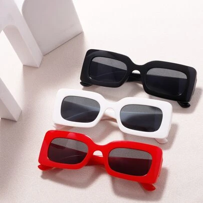 3pcs/Pack Men's Fashion Square Fashion Glasses Suitable For Daily Wear Casual Shades Accessories