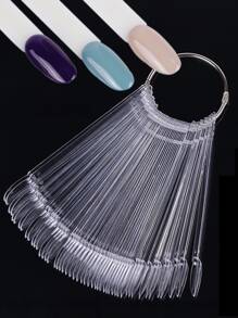 50Pcs Nail Swatches Oval Round Tips For Display Nail Samples Gel Polish Palette Color Chart Manicure Practicing Tools