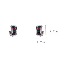 1pair Vintage Style C-shaped Earrings With Rhinestone Decoration - Multicolor - View 2