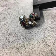 1pair Vintage Style C-shaped Earrings With Rhinestone Decoration - Multicolor - View 3