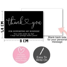 30pcs/pack Thank You Card With English Text In Black And White Color, Made Of Copperplate Paper - Black and White - View 2