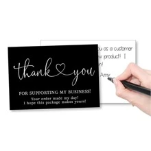 30pcs/pack Thank You Card With English Text In Black And White Color, Made Of Copperplate Paper - Black and White - View 3