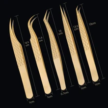 FADVAN Fadvan 1pc Eyelash Extension Tweezers With Fiber Tips Golden Stainless Steel High Precision Tweezer For Volume Fans Makeup Tools