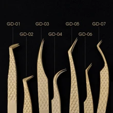 Fadvan 1pc Eyelash Extension Tweezers With Fiber Tips Golden Stainless Steel High Precision Tweezer For Volume Fans Makeup Tools - Gold - View 9