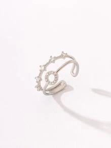 水鑽裝飾開口戒指 - 銀色 - 查看 3
