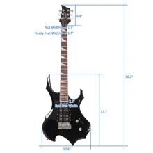 火焰电吉他 HSH 拾音器 异形电吉他包 背带拨片 摇杆线 扳手工具 - 黑色 - 查看 11