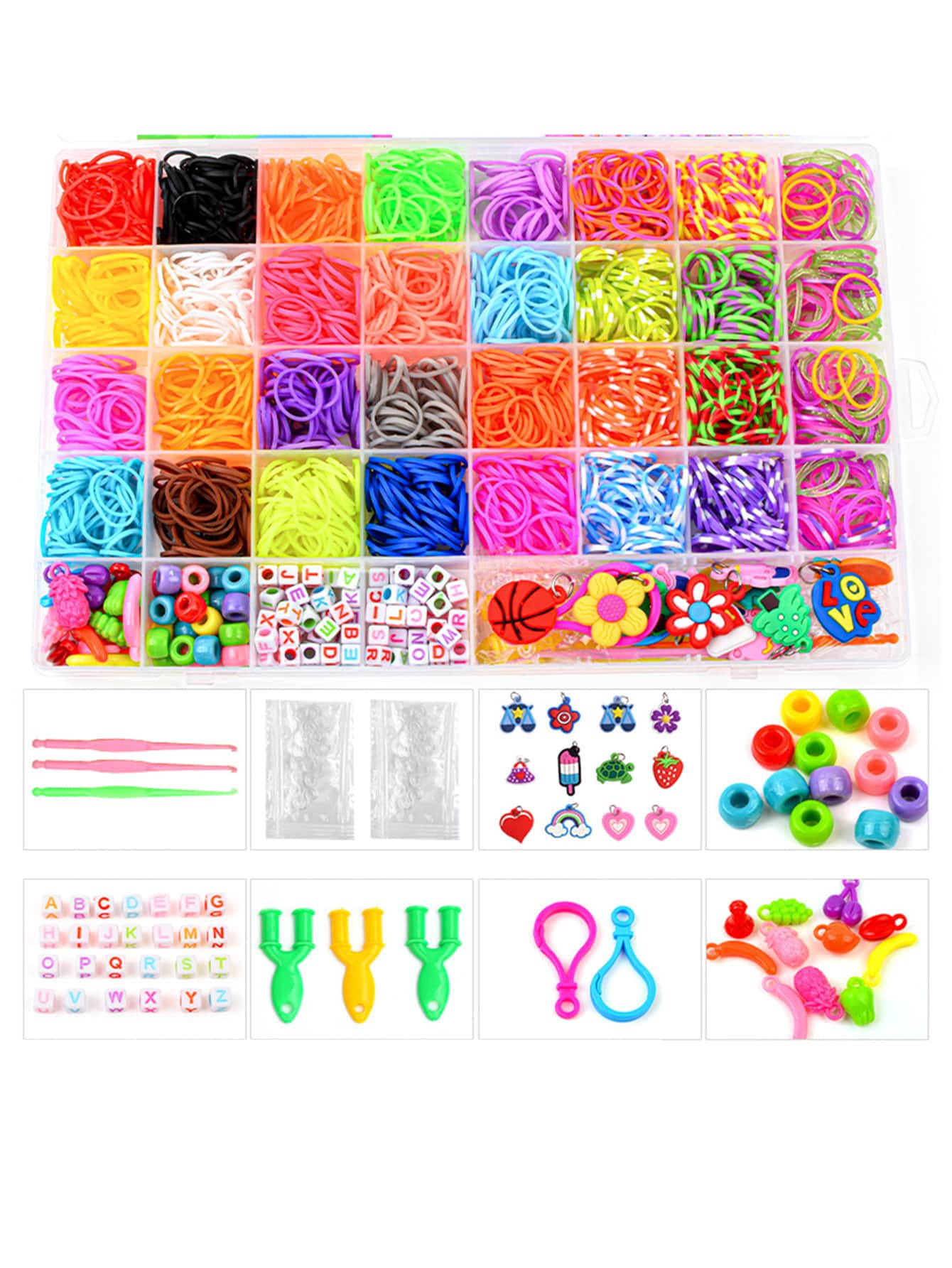 1 hộp 40 lưới Dệt thủ công Công cụ Đối với DIY Đầy màu sắc Dây cao su Vòng tay - Nhiều màu - Xem 1