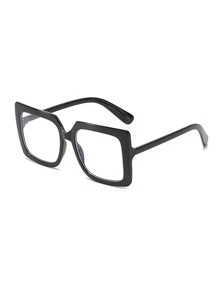 1 pieza Gafas de moda de hombre con marco cuadrado negro y grueso, adecuado para uso diario
