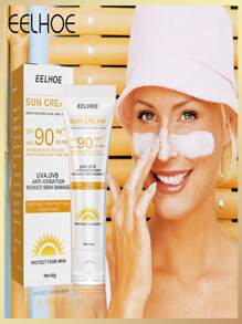 EE LHOE 面部和身体保湿防晒霜，保护皮肤免受阳光照射，不粘腻，轻盈，适合夏季使用 - 白色 - 查看 2