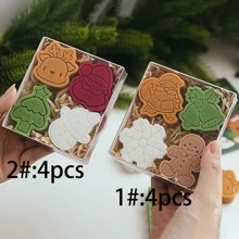 4件套圣诞蜡烛礼盒，香氛蜡烛，圣诞礼物，芳香疗法蜡烛，生日礼物，房间装饰，礼品，圣诞装饰品 - 彩色 - 查看 7