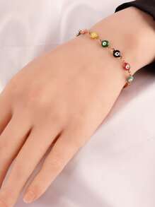 Stainless Steel Enamel Turkish Evil Eye Bracelets For Women Colorful Evil Eye Charms Bracelet Female Jewelry Gift - Multicolor - View 3