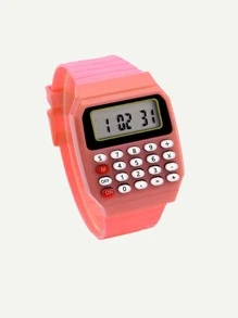 1 Miếng Đầy màu sắc Dễ thương Mini Đồng hồ Máy tính Creative 8-chữ số Máy tính Màu hồng - Hồng - Xem 3