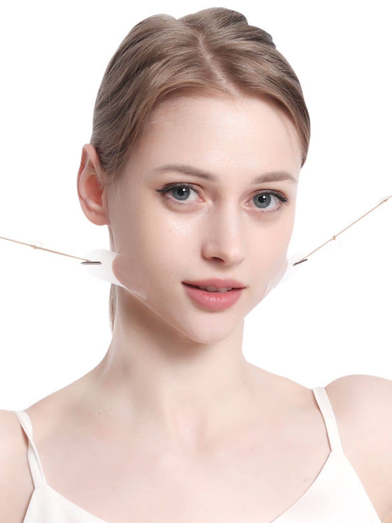 20入組臉部提拉膠帶，小V臉貼紙膠帶，透明拉繩貼紙-立即獲得V型臉部提拉效果，幾分鐘內減少皺紋！