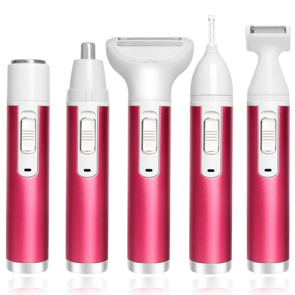 5 In 1 Women's Body Hair Trimmer, Shaver For Armpit Hair, Arm Hair, Leg Hair, Bikini Hair, Nose Hair, Eyebrow Hair And Facial Hair Removal, For Lady Hair Shaving