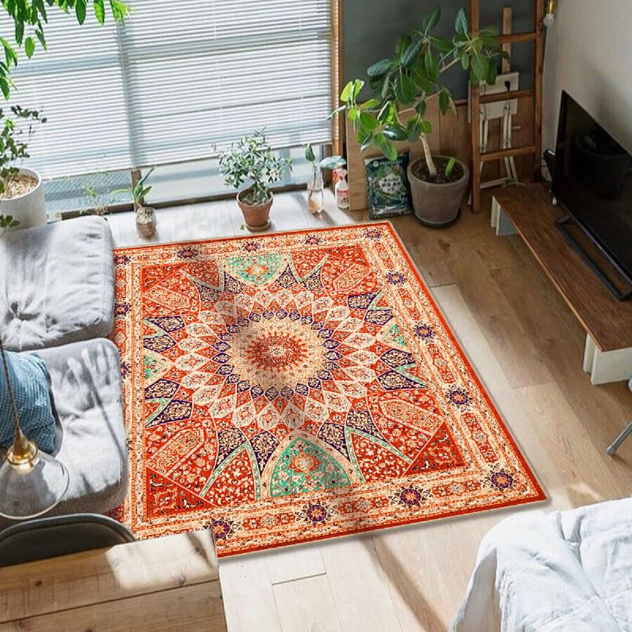 1pc Persian Living Room Carpet Floor Mat Hotel Homestay Fully Covered Bedroom Carpet Sofa Coffee Table Pattern Carpet - dark-2 - View 1