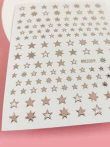 1sheet Star Print Nail Art Sticker - Silver - View 7
