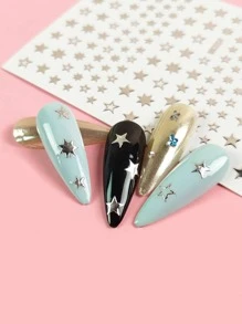 1sheet Star Print Nail Art Sticker - Silver - View 2