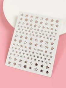1sheet Star Print Nail Art Sticker - Silver - View 5