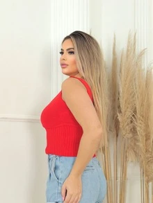 Women Knit Tops - Đỏ - Xem 3