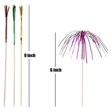 100pcs 9-Inch Plastic Cocktail Picks In Colorful Firework Style, Perfect For Tropical Hawaiian Party, Festival, Beverage, And Cake Decoration.,Christmas - mixed color - View 4