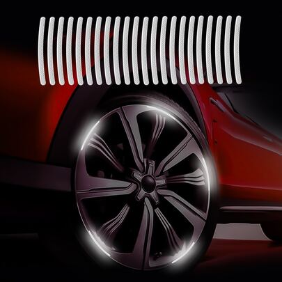 20片装反光轮毂贴纸，荧光白，女士汽车配件，汽车装饰，适用于山地自行车反光轮毂条、摩托车轮毂、汽车、自行车，自行车反光贴纸，装饰条，轮毂反光贴纸，男士理想礼物，汽车装饰，汽车贴纸