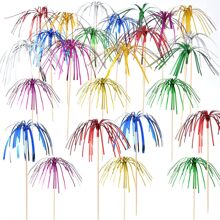 100pcs 9-Inch Plastic Cocktail Picks In Colorful Firework Style, Perfect For Tropical Hawaiian Party, Festival, Beverage, And Cake Decoration.,Christmas - mixed color - View 7