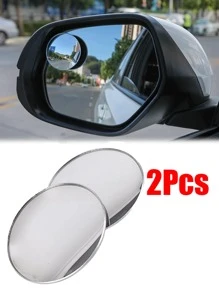 Espejo retrovisor redondo punto ciego convexo sin marco gran angular Par - Negro - Ver 1