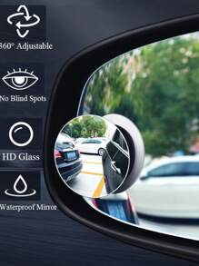 Espejo retrovisor redondo punto ciego convexo sin marco gran angular Par - Negro - Ver 3