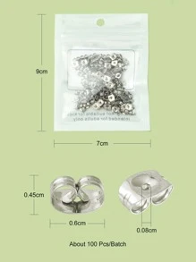 大約100入組不銹鋼耳朵塞子,耳環塞子,合適的適用於固定耳環 - 銀色 - 查看 4