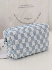 1Pc Màu Khối Sợi Cờ Rô Túi Đựng Mỹ Phẩm Dung Tích Lớn, Túi Trang Điểm Túi Trang Điểm Túi Chăm Sóc Da Túi Vệ Sinh Đóng Gói Khối, Du Lịch Cần Thiết Cần Thiết Cho Ký Túc Xá, Quà Tặng Phù Dâu Đám Cưới, Quà Tặng Mẹ, Quà Tặng Sinh Nhật, Quà Tặng Cho Bạn Bè Và Giáo Viên, Trang Trí Nhà Cửa, Phòng Khách Phòng Tắm Trang trí phòng ngủ, Nhà tổ chức phòng tắm, Nhà tổ chức trang sức, Dầu môi Nhà tổ chức, Sơn móng tay Nhà tổ chức Túi trang điểm Bảo quản Đồ trang điểm Nhà tổ chức Hộp đựng đồ trang điểm - Màu xanh lam - Xem 1