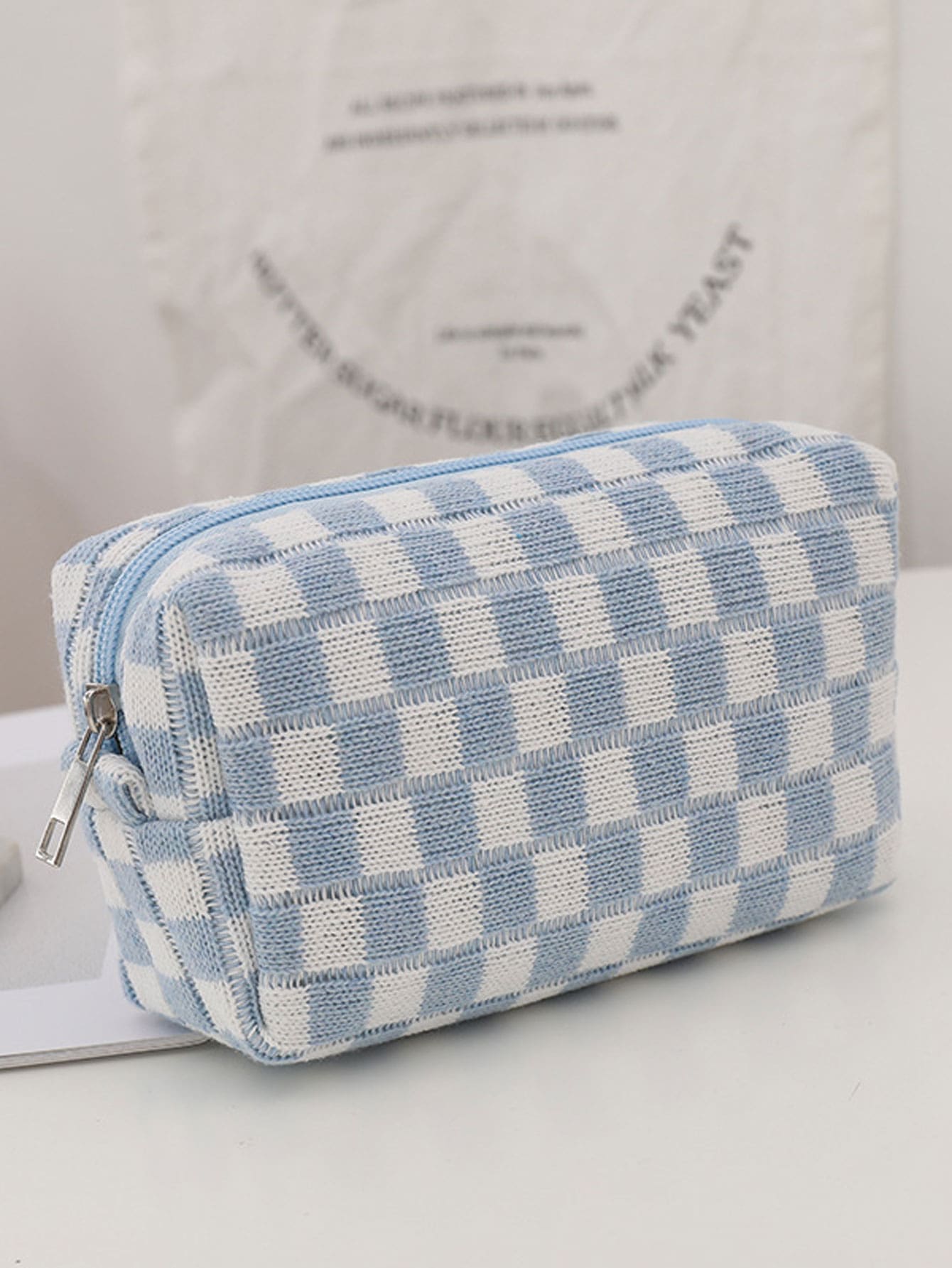 1Pc Màu Khối Sợi Cờ Rô Túi Đựng Mỹ Phẩm Dung Tích Lớn, Túi Trang Điểm Túi Trang Điểm Túi Chăm Sóc Da Túi Vệ Sinh Đóng Gói Khối, Du Lịch Cần Thiết Cần Thiết Cho Ký Túc Xá, Quà Tặng Phù Dâu Đám Cưới, Quà Tặng Mẹ, Quà Tặng Sinh Nhật, Quà Tặng Cho Bạn Bè Và Giáo Viên, Trang Trí Nhà Cửa, Phòng Khách Phòng Tắm Trang trí phòng ngủ, Nhà tổ chức phòng tắm, Nhà tổ chức trang sức, Dầu môi Nhà tổ chức, Sơn móng tay Nhà tổ chức Túi trang điểm Bảo quản Đồ trang điểm Nhà tổ chức Hộp đựng đồ trang điểm - Màu xanh lam - Xem 1