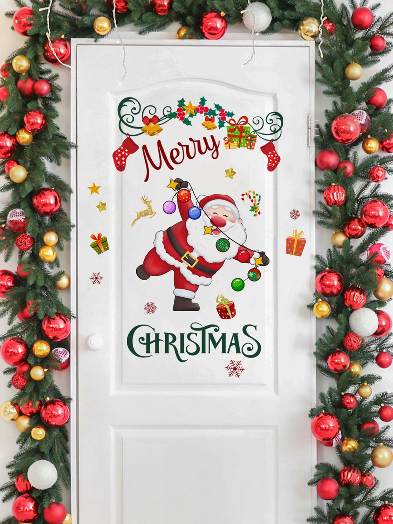 mama look 1 pegatina de pared navideña con forma de copo de nieve y estrella para dormitorio, decoración navideña para sala de estar - Burdeos - Ver 1