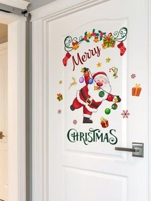 mama look 1 pegatina de pared navideña con forma de copo de nieve y estrella para dormitorio, decoración navideña para sala de estar - Burdeos - Ver 3