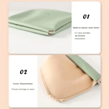 皮革錢包袋,純色包袋,現金耳機貯物袋,鑰匙包化妝包 - 綠色 - 查看 6