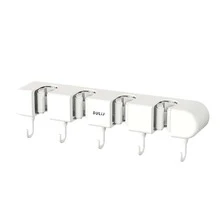 No-drill Wall Mounted Strong Buckle Broom Holder & Mop Holder & Towel Hook & Organizing Shelf For Bathroom - White - View 6