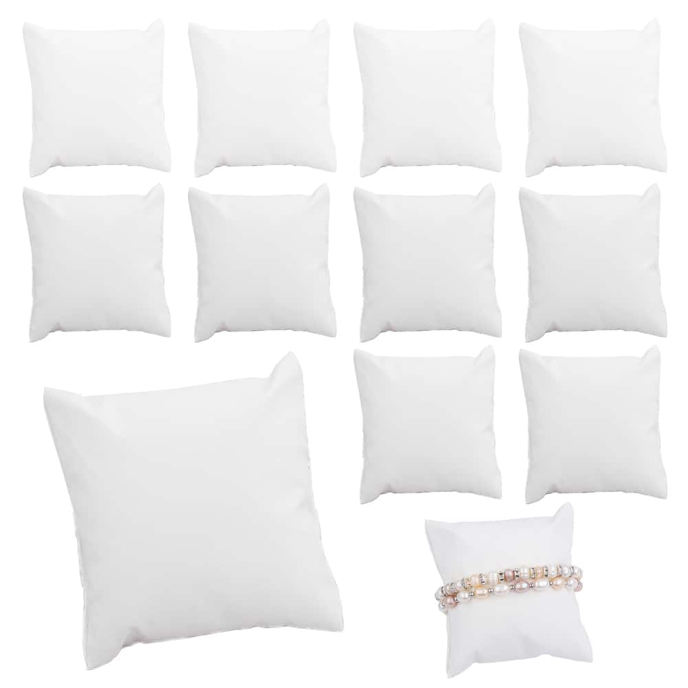 白色pu皮革手鐲手錶枕頭手鐲墊子,用於珠寶展示