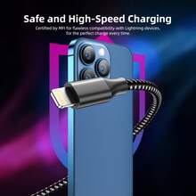 JIMROZ 1入組 10 英尺 [Apple MFi 認證] USB A 轉閃電電纜快速充電兼容 iPhone 充電器電纜尼龍編織 USB C 電纜 iPhone 14 13 12 11 Pro Max XR XS X 8 7 6 Plus SE 黑白 - 黑與白 - 查看 3