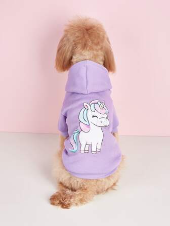 1pc Cartoon Unicorn Pattern Pet Hoodie
