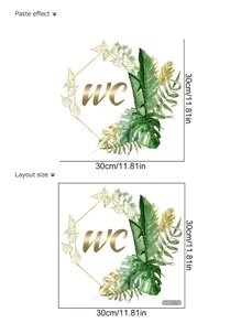 mama look 1 件英文标语 Wc 绿色植物墙贴适用于卧室，贴纸，墙贴花，乙烯基贴花用于家居装饰，春季装饰品让您的家焕然一新，Rama 装饰贴纸 - 薄荷綠 - 查看 2