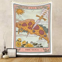 1pc Tarot Card Cartoon Pattern Background Cloth Tapestry Wall Hanging Bohemian Style Tapestry For Coffee Shop, Restaurant, Bedroom Decoration In Coffee And Tea Theme - Mint Green - View 2