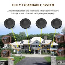 eMACROS 1/2 Mile Long Range Solar Wireless Driveway Alarm Outdoor Weather Resistant Motion Sensor & Detector-Security Alert System-Monitor & Protect Outside Property - 1 個接收器和 4 個傳感器 - 查看 5