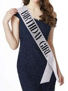 1set Silver Shoulder Strap Crown Shaped Headband With Rhinestone, Birthday Party Accessories, - Silver - View 2