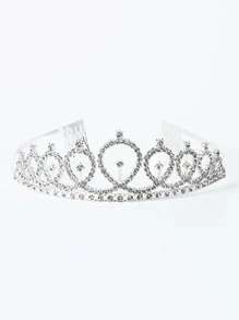 1set Silver Shoulder Strap Crown Shaped Headband With Rhinestone, Birthday Party Accessories, - Silver - View 4