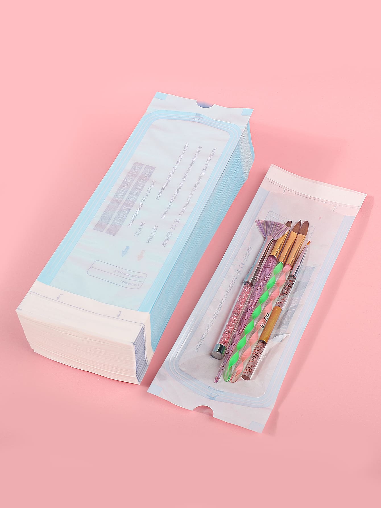 klimonla 200 piezas/paquete Bolsa de esterilización desechable de 90*260mm para herramientas de manicura, limas de uñas, empujadores de acero, bolsa autosellante, bolsa indicadora de esterilización en autoclave, suministros para uñas, herramientas para uñas, herramientas de arte de uñas, de vuelta a la escuela, uñas, herramientas para uñas postizas - Azul - Ver 1